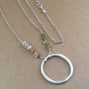 New handcrafted silver necklace peridot moonstone